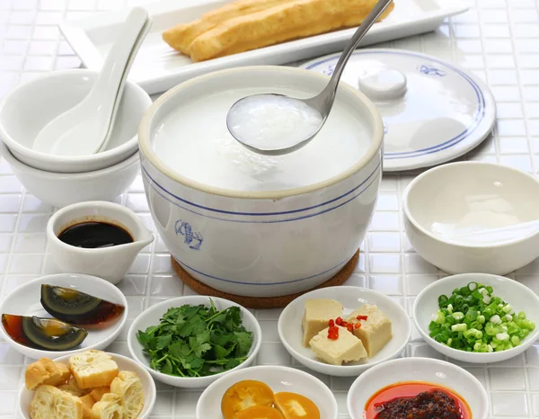 Конджи Китайская Рисовая Каша Китайский Традиционный Здоровый Завтрак — стоковое фото