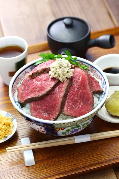 Wagyu Assado Tigela Carne Cozinha Japonesa — Fotografia de Stock
