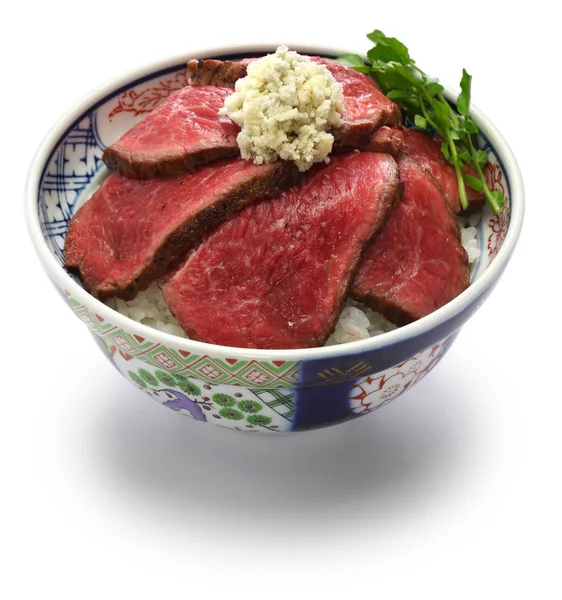 Wagyu Roast Beef Bowl Japanese Cuisine — Stock Photo, Image