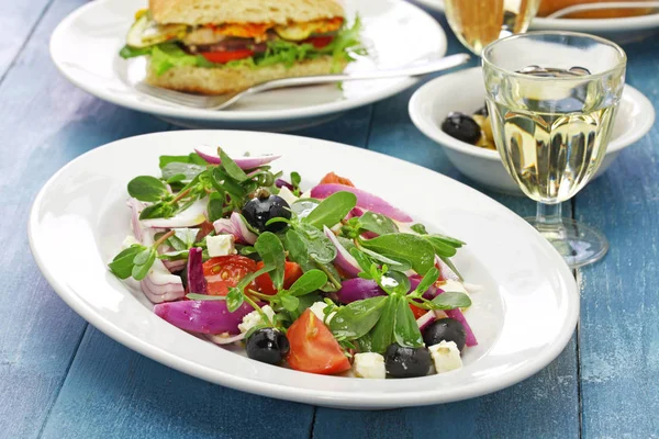 Salada Grega Com Purslane — Fotografia de Stock