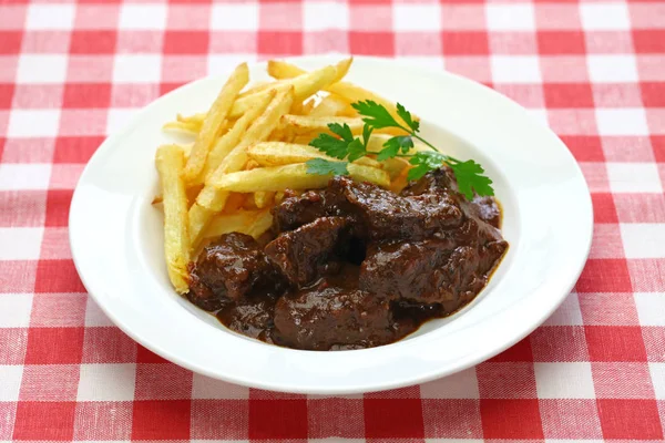 Carbonade Flamande Flemish Beef Stew Belgian Cuisine — Stock Photo, Image