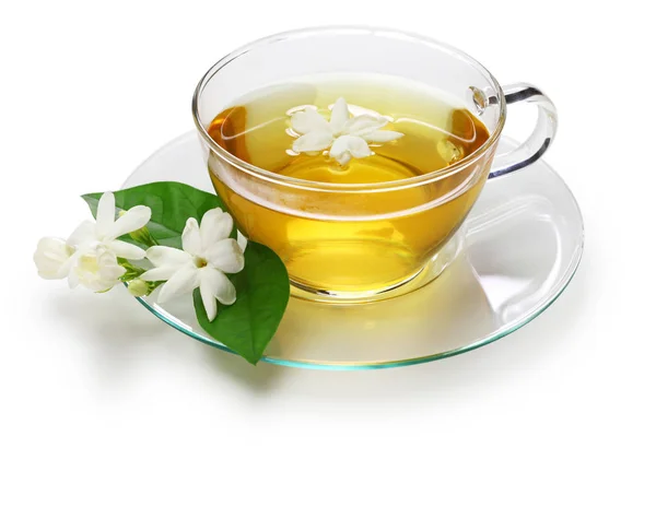 Homemade Jasmine Tea Arabian Jasmine Flower Isolated White Background — Stock Photo, Image