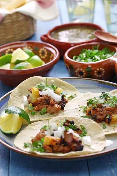 Tacos Pastor Meksykańskie Jedzenie — Zdjęcie stockowe
