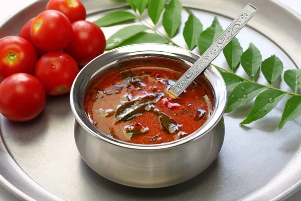 Pomodoro Rasam Kerala Style Cibo Indiano Del Sud — Foto Stock