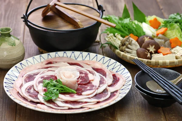 Botan Nabe Vaddisznó Hot Pot Japán Étel — Stock Fotó