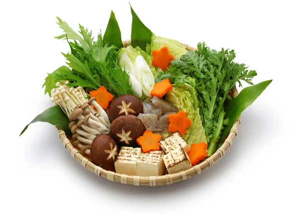 Botan Nabe Ingredienser Vildsvin Grönsaksgryta Japansk Mat — Stockfoto