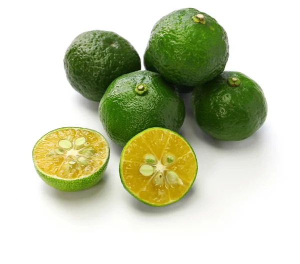 Citrus Depressa Taiwan Mandarina Limón Hirami Limón Plano Piel Fina — Foto de Stock