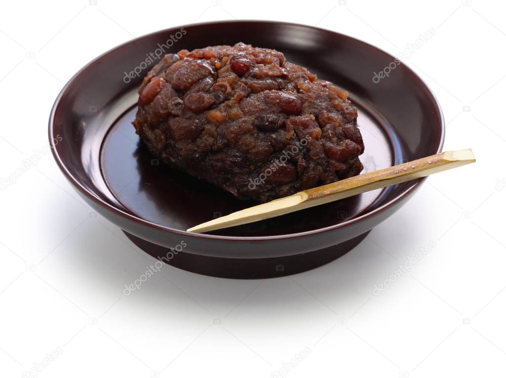 ohagi ( botamochi ), rice cake covered with sweet red bean paste, traditional japanese sacred food