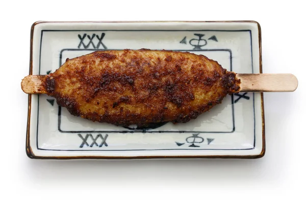 饼麻糬 米饭点心配甜味噌酱 日本当地美食 — 图库照片