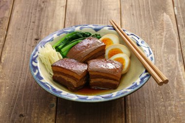 braised pork belly, dongpo pork, okinawa rafute clipart