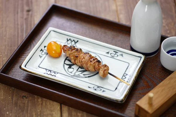 Yakitori Brochettes Poulet Grillées Japonaises Chouchin Très Rare Jaune Oeuf — Photo
