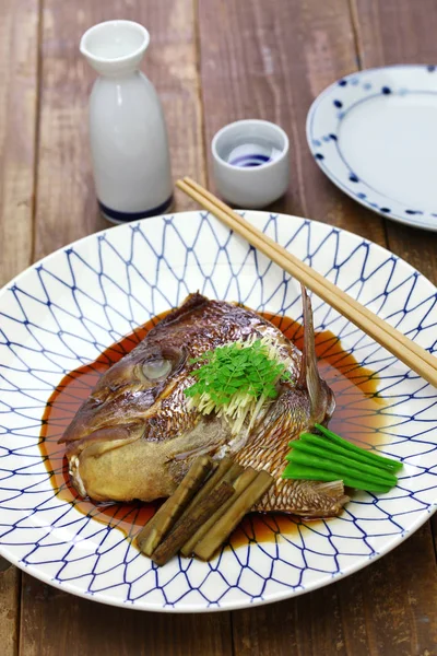 Simmered Sea Bream Head Tai Kabutoni Cozinha Japonesa — Fotografia de Stock