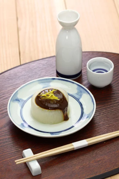 Furofuki Daikon Simmered Japanese Radish Served Miso Sauce Vegetarian Cuisine — Stock Photo, Image