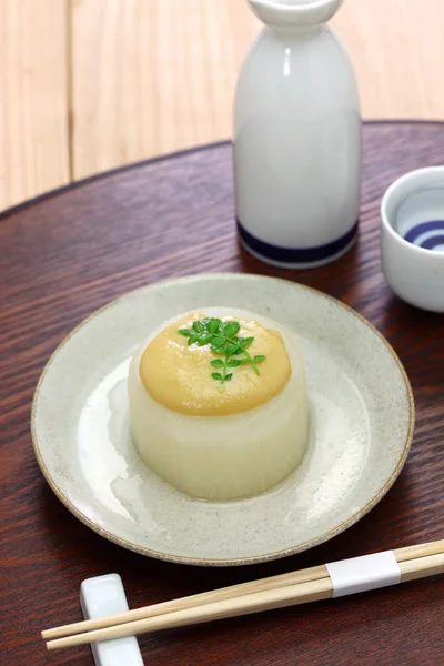 Furofuki Daikon Simmered Japanese Radish Served Miso Sauce Vegetarian Cuisine — Stock Photo, Image