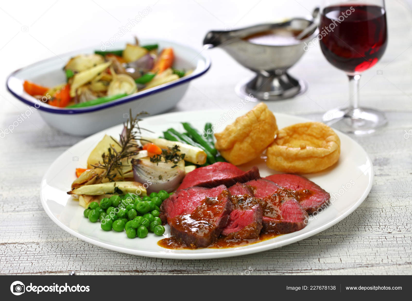 Sunday Roast Dinner Plate — Stock Photo © asimojet 227678138