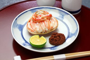 Seko gani, kadın kar Yengeç ve yengeç kabuk, doldurulmuş yumurta atmak Japon yemekleri