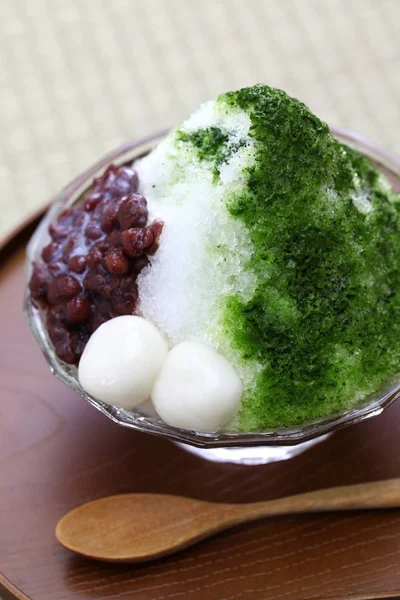 Ujikintoki Kakigori Japon Tıraş Buz Matcha Yeşil Çay Şurubu Ile — Stok fotoğraf