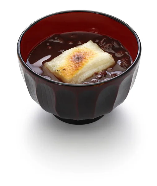 Oshiruko Sopa Feijão Vermelho Doce Com Mochi Grelhado Bolo Arroz — Fotografia de Stock