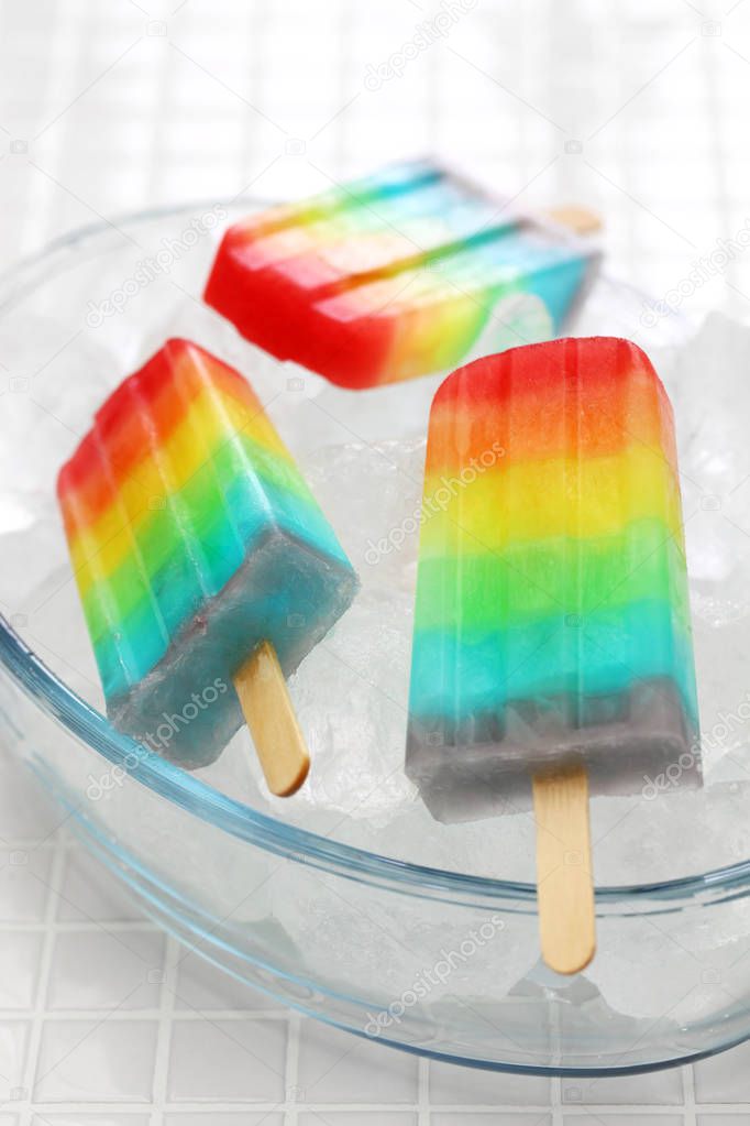 homemade rainbow ice pop