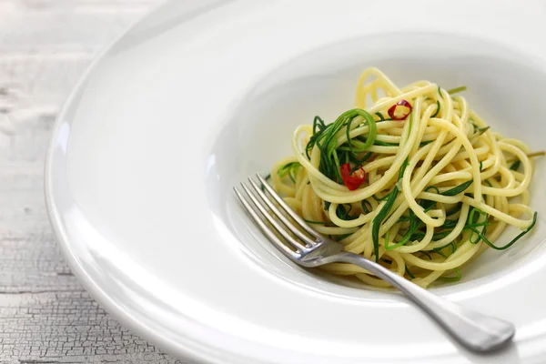 Gebakken Agretti Saltwort Italiaans Eten — Stockfoto