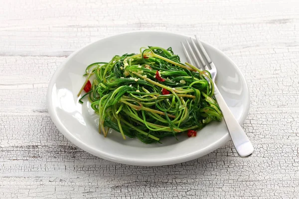 Sauteed Agretti Saltwort Alimentos Italianos — Fotografia de Stock