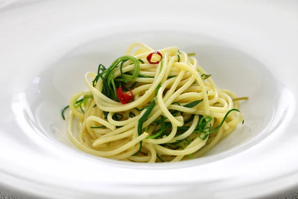 Spagetti Met Agretti Italiaans Eten — Stockfoto