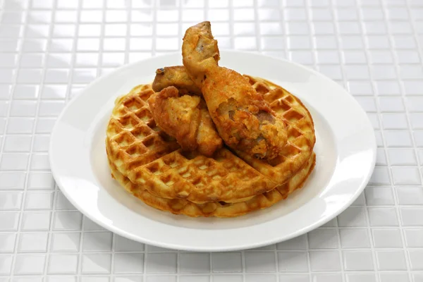 Pollo Fritto Waffle Cibo Americano — Foto Stock