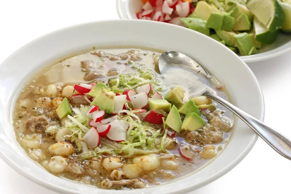 White Pozole Mexican Soup Cuisine — Stock Photo, Image