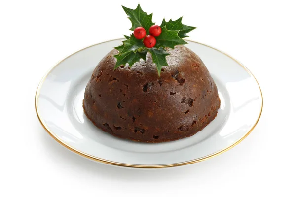 Hemlagad Julpudding Isolerad — Stockfoto