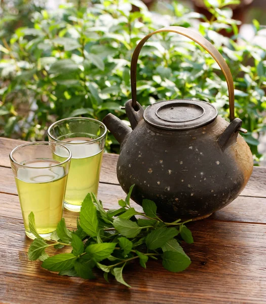 Japanese Teapot Green Herbal Tea — Stock Photo, Image