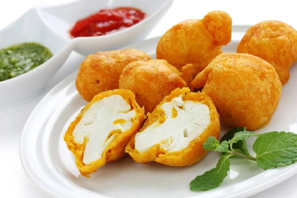 Cauliflower Pakora Indian Fritter Cuisine — Stock Photo, Image