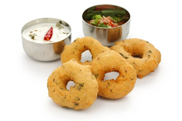 Vada Donut Feito Com Farinha Urad Dal Comida Indiana — Fotografia de Stock