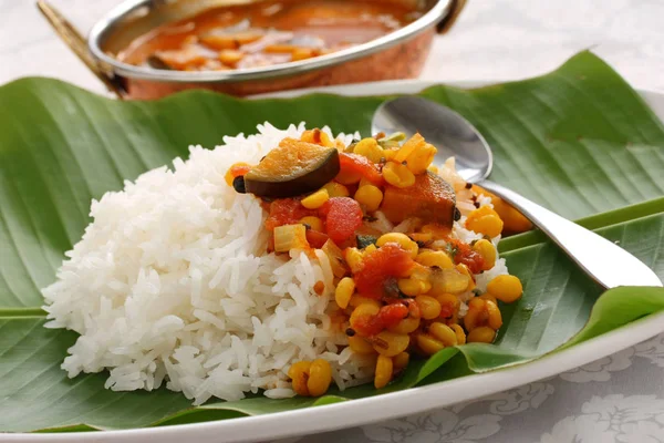 Sambar Arroz Cozinha Indiana Sul — Fotografia de Stock