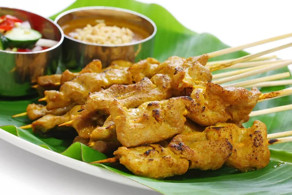 Moo Satay Fläskkött Satay Thaimat — Stockfoto