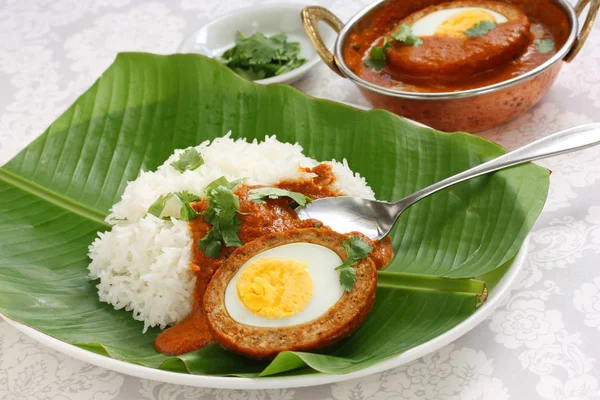 纳吉西 科夫塔咖喱和米饭 印度美食 — 图库照片