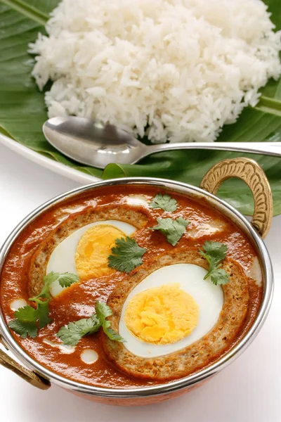 Nargisi Kofta Caril Arroz Cozinha Indiana — Fotografia de Stock