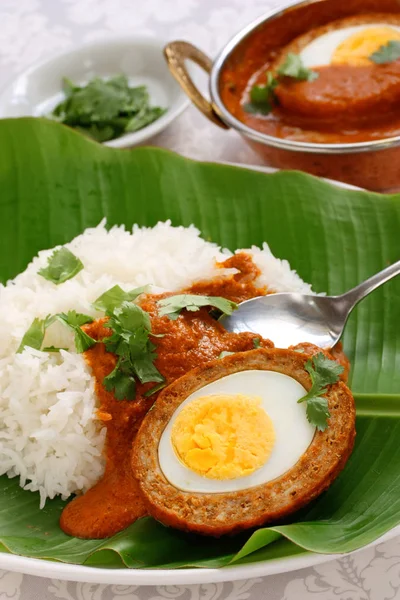 Nargisi Kofta Caril Arroz Cozinha Indiana — Fotografia de Stock