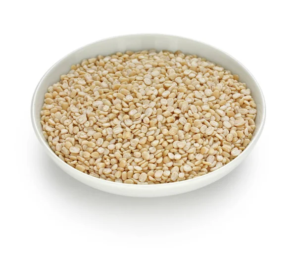 Urad Dal Gehäutetes Und Gespaltenes Schwarzes Gramm Einer Kleinen Schüssel — Stockfoto