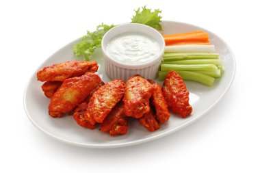 buffalo chicken wings with blue cheese dip clipart