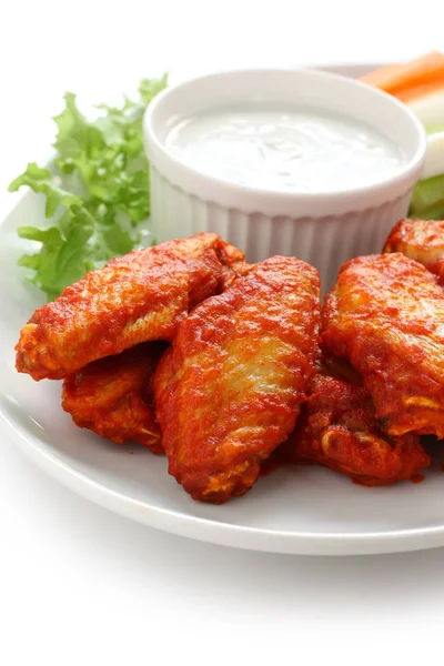 Buffalo Chicken Wings Blue Cheese Dip — Stock Photo, Image