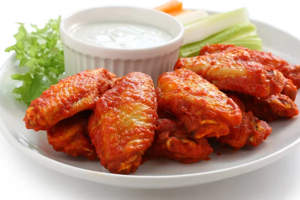 Buffalo Chicken Wings Blue Cheese Dip — Stock Photo, Image