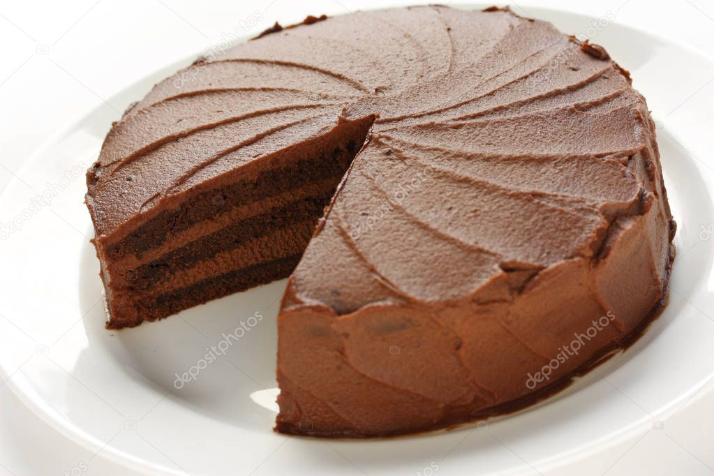  devil's food cake on a white background