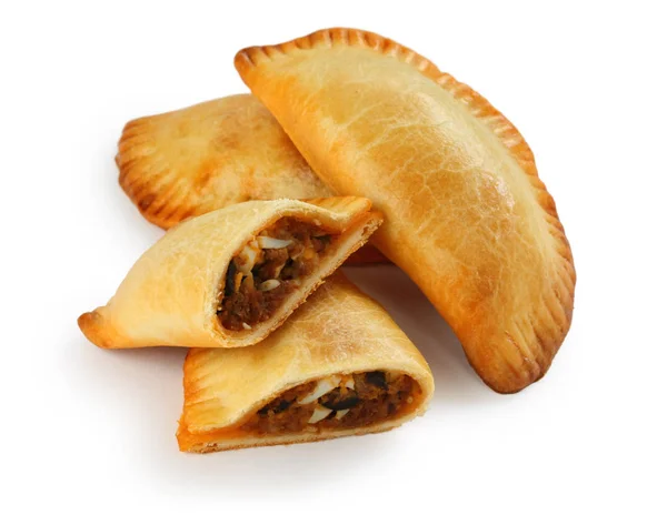 Empanada Pastel Carne Sobre Fondo Blanco —  Fotos de Stock