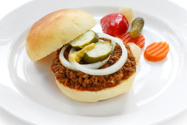 Sloppy Joe American Ground Beef Sandwich — Stock Photo, Image