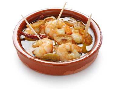 tapas, karides, sarımsak, yemek, İspanyol, gambas, arka plan, beyaz, ajillo, biber, madrid, fuerteventura, lanzarote, yemek, mutfak, restoranlar, karides, geleneksel, kırmızı, yağ, biber, atıştırmalık, gurme, akşam yemeği, yemek, bar, meze, zeytin, başlangıç, cass