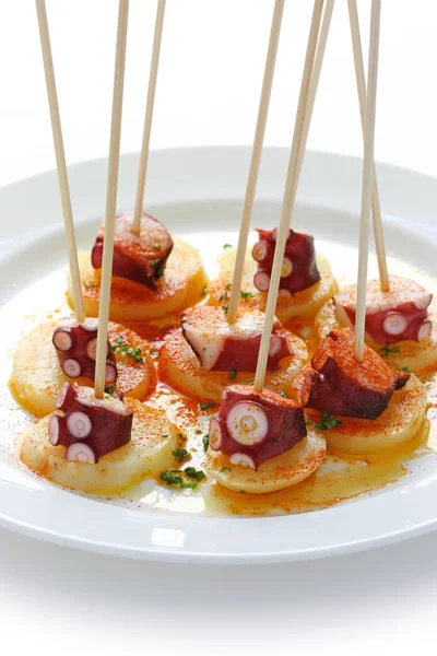 Pulpo Gallega Chobotnicové Španělské Tapas Nádobí — Stock fotografie