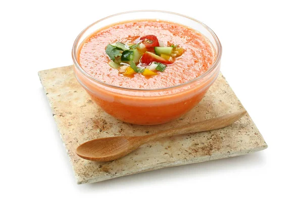 Γκασπάτσο Ισπανική Ντομάτα Βάση Την Κρύα Σούπα Λαχανικών — Φωτογραφία Αρχείου