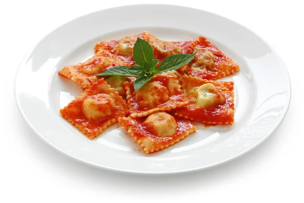 Hausgemachte Ravioli Pasta Mit Tomatensauce Italienisches Essen — Stockfoto