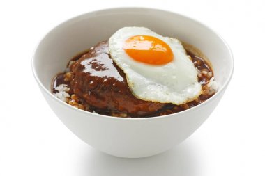 loco moco , hawaii pirinç kase çanak