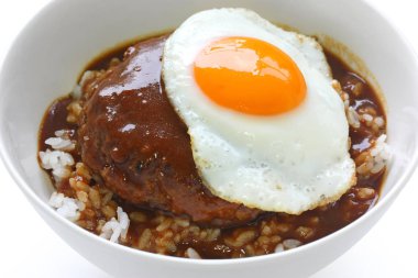 loco moco , hawaii pirinç kase çanak